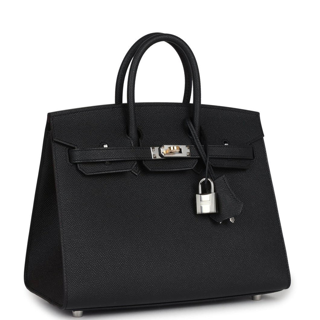 Hermes Birkin Sellier 25 Black Epsom Electrum Hardware