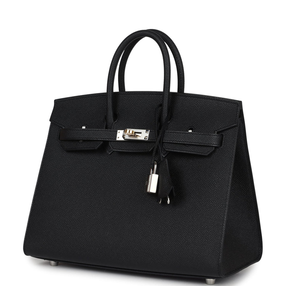 Hermes Birkin Sellier 25 Black Epsom Electrum Hardware