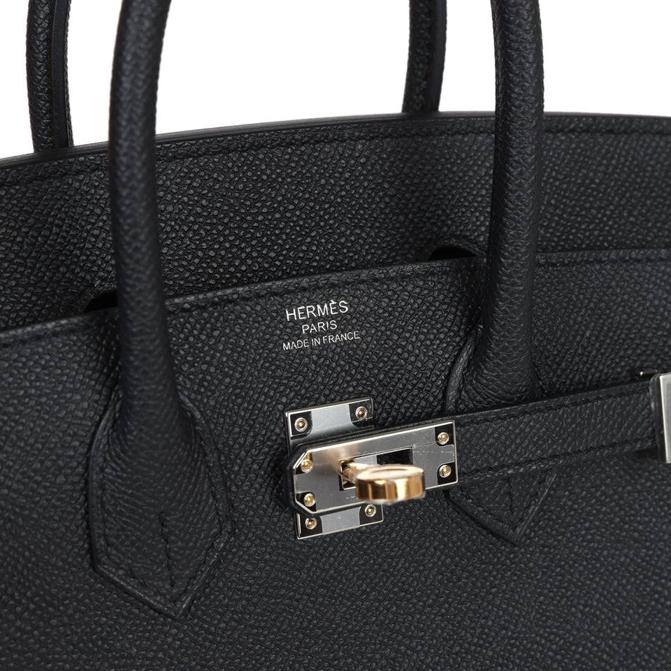 Hermes Birkin Sellier 25 Black Epsom Electrum Hardware