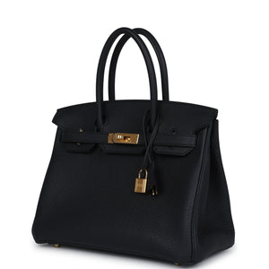 Hermes Birkin 30 Black Togo Gold Hardware