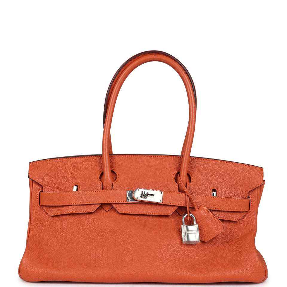 Hermes Shoulder Birkin 42 JPG Orange Clemence Palladium Hardware