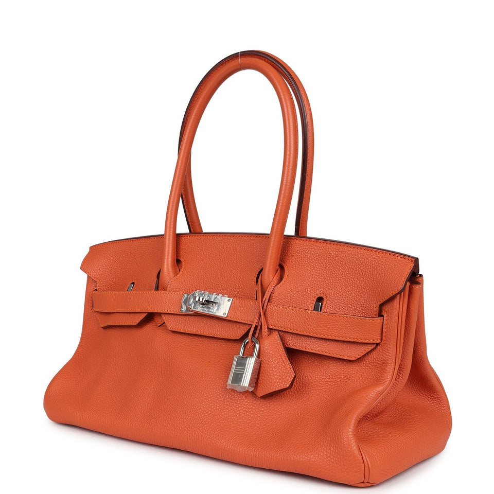 Hermes Shoulder Birkin 42 JPG Orange Clemence Palladium Hardware