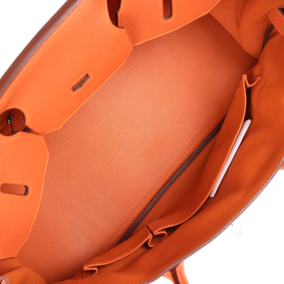 Hermes Shoulder Birkin 42 JPG Orange Clemence Palladium Hardware