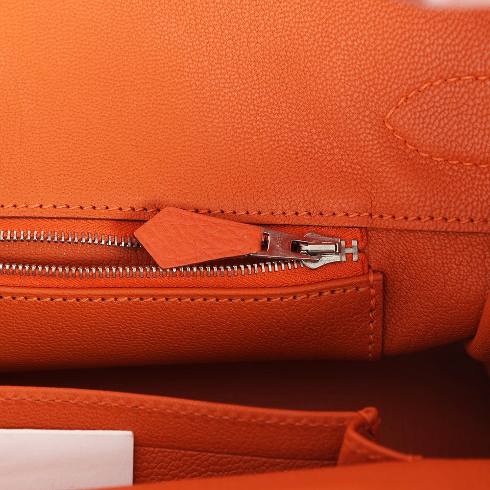 Hermes Shoulder Birkin 42 JPG Orange Clemence Palladium Hardware