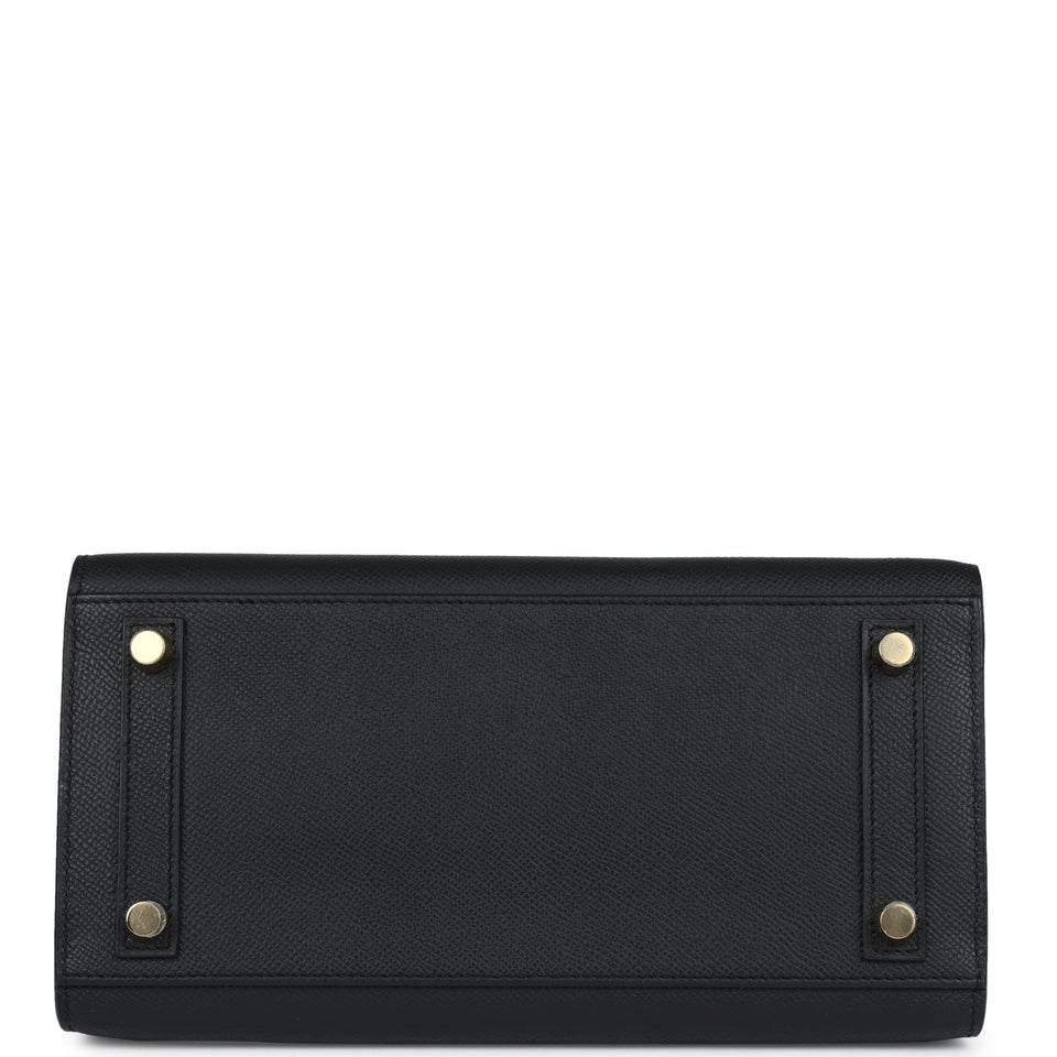 Hermes Birkin Sellier 25 Black Epsom Gold Hardware