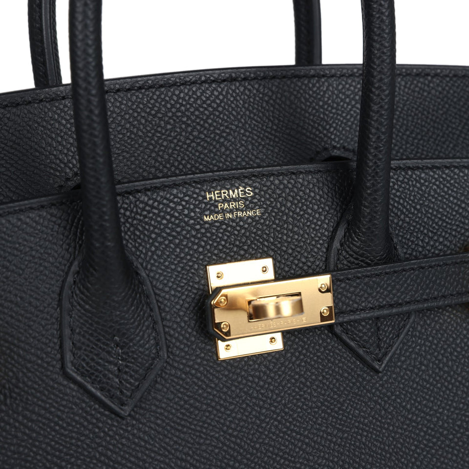Hermes Birkin Sellier 25 Black Epsom Gold Hardware
