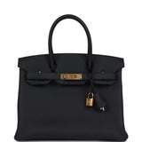 Hermes Birkin 30 Black Togo Gold Hardware