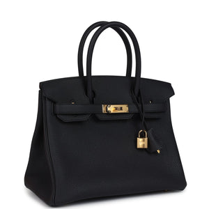 Hermes Birkin 30 Black Togo Gold Hardware