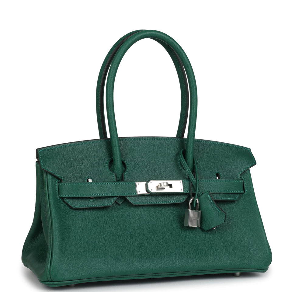 Hermes Shoulder Birkin Light 29 Vert Moyen Evercolor Palladium Hardware