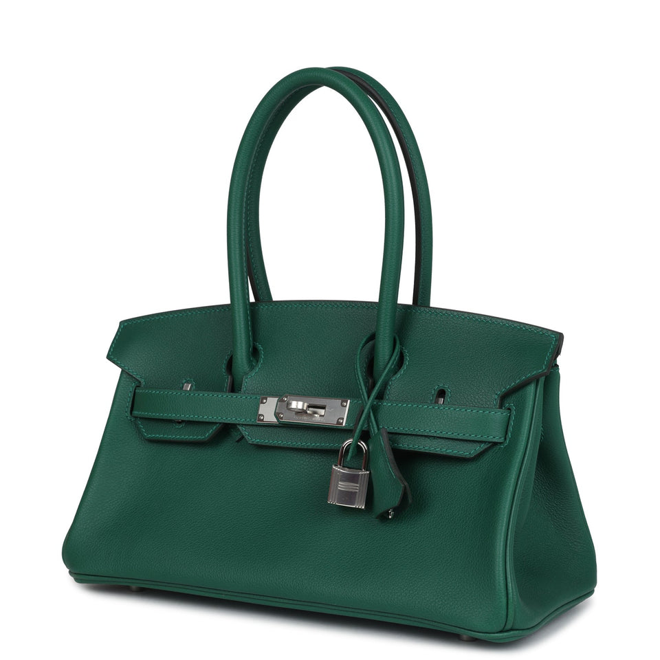 Hermes Shoulder Birkin Light 29 Vert Moyen Evercolor Palladium Hardware