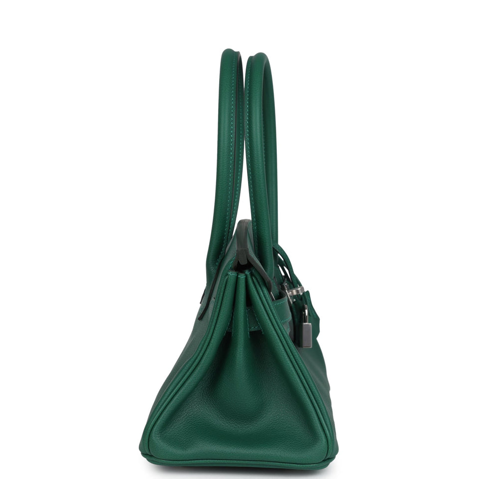Hermes Shoulder Birkin Light 29 Vert Moyen Evercolor Palladium Hardware