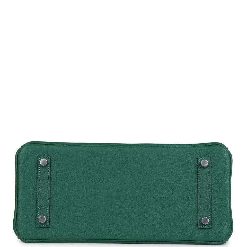 Hermes Shoulder Birkin Light 29 Vert Moyen Evercolor Palladium Hardware