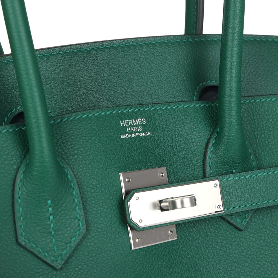 Hermes Shoulder Birkin Light 29 Vert Moyen Evercolor Palladium Hardware