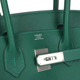 Hermes Shoulder Birkin Light 29 Vert Moyen Evercolor Palladium Hardware