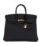 Hermes Birkin 25 Black Togo Gold Hardware