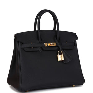 Hermes Birkin 25 Black Togo Gold Hardware