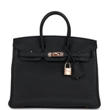 Hermes Birkin 25 Black Togo Rose Gold Hardware