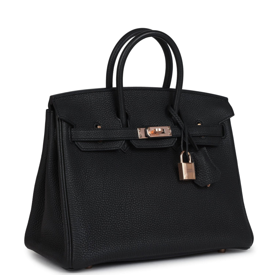 Hermes Birkin 25 Black Togo Rose Gold Hardware