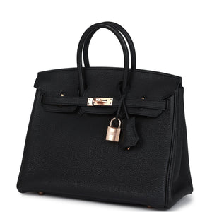 Hermes Birkin 25 Black Togo Rose Gold Hardware