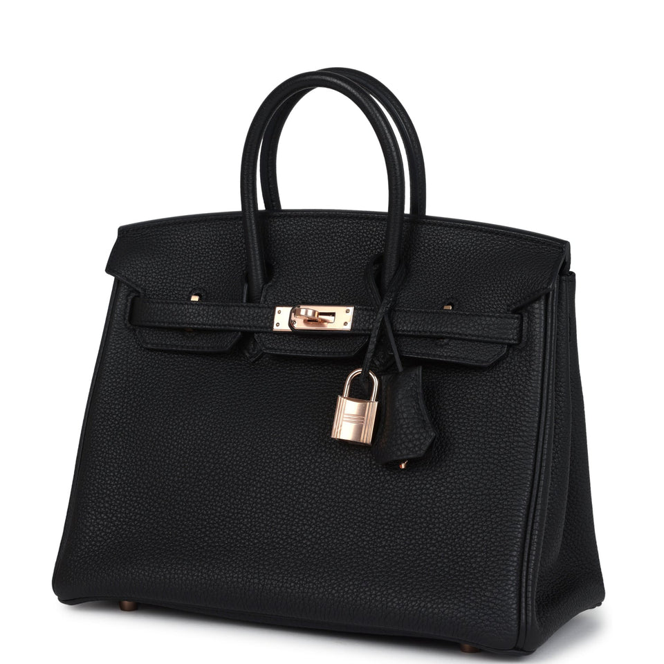 Hermes Birkin 25 Black Togo Rose Gold Hardware