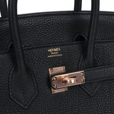 Hermes Birkin 25 Black Togo Rose Gold Hardware