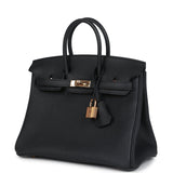New Hermes Birkin 25 Black Togo Rose Gold Hardware