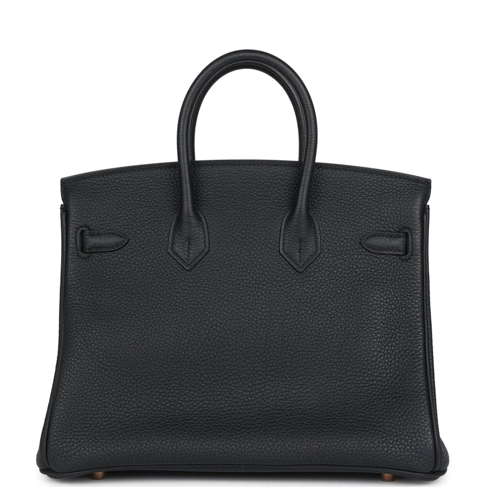 New Hermes Birkin 25 Black Togo Rose Gold Hardware