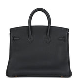 New Hermes Birkin 25 Black Togo Rose Gold Hardware