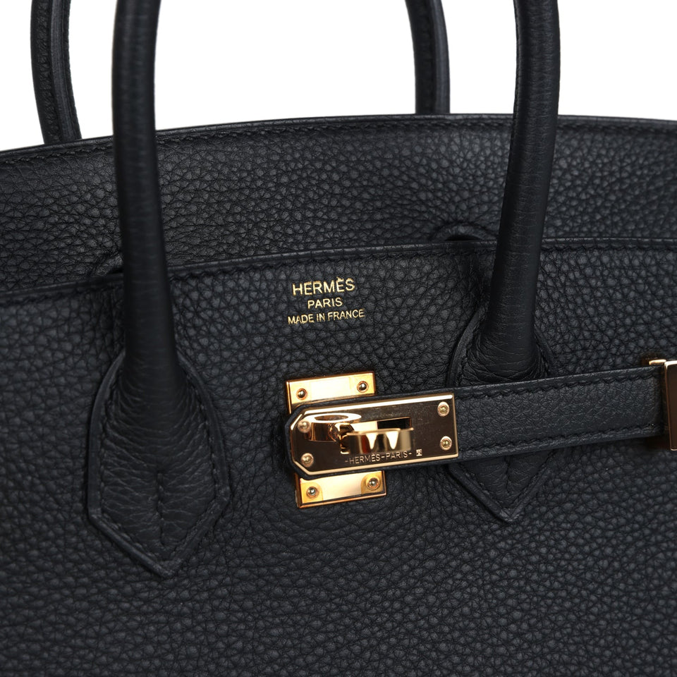 New Hermes Birkin 25 Black Togo Rose Gold Hardware