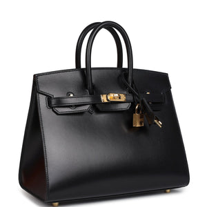 Hermes Birkin Sellier 25 Black Box Gold Hardware