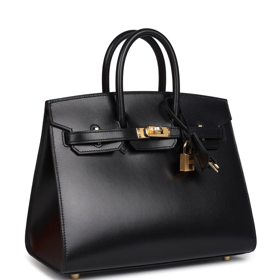 Hermes Birkin Sellier 25 Black Box Gold Hardware