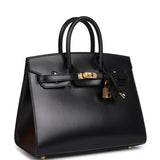 Hermes Birkin Sellier 25 Black Box Gold Hardware