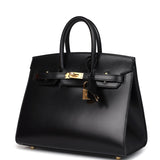 Hermes Birkin Sellier 25 Black Box Gold Hardware
