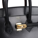 Hermes Birkin Sellier 25 Black Box Gold Hardware