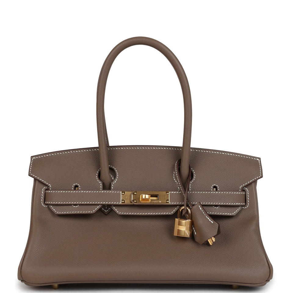 Hermes Shoulder Birkin Light 29 Etoupe Evercolor Gold Hardware