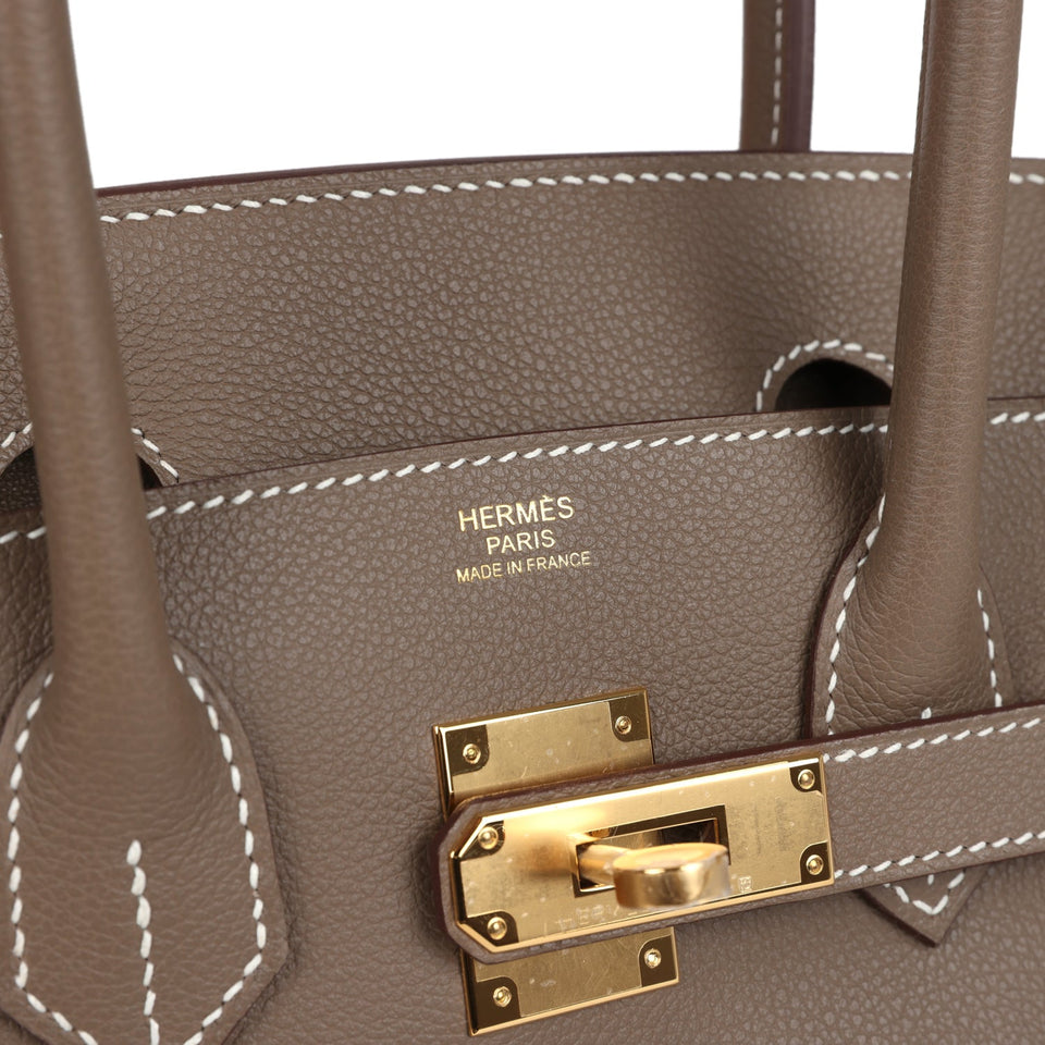 Hermes Shoulder Birkin Light 29 Etoupe Evercolor Gold Hardware