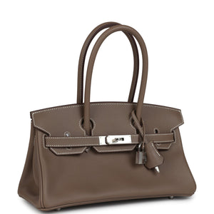 Hermes Shoulder Birkin Light 29 Etoupe Evercolor Palladium Hardware