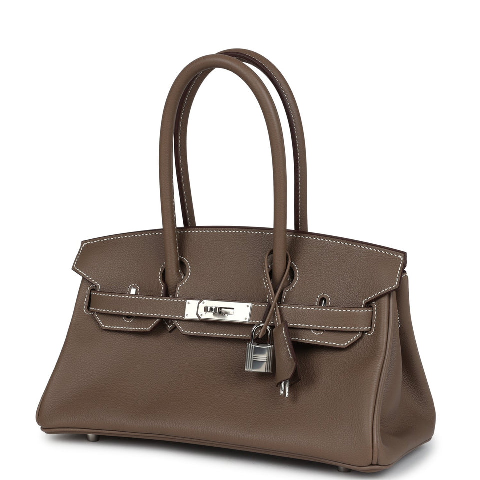 Hermes Shoulder Birkin Light 29 Etoupe Evercolor Palladium Hardware