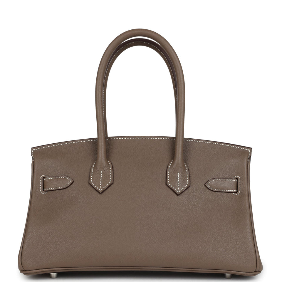 Hermes Shoulder Birkin Light 29 Etoupe Evercolor Palladium Hardware
