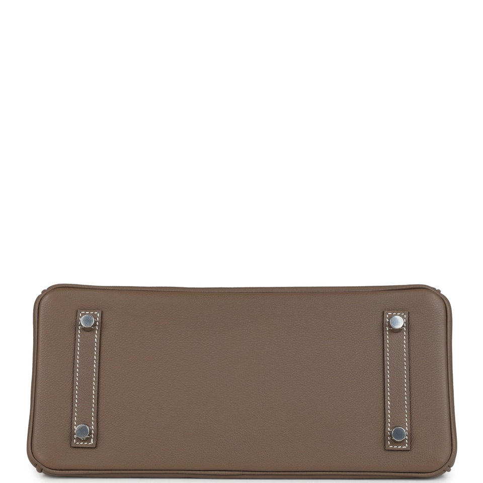 Hermes Shoulder Birkin Light 29 Etoupe Evercolor Palladium Hardware