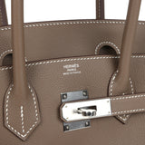 Hermes Shoulder Birkin Light 29 Etoupe Evercolor Palladium Hardware