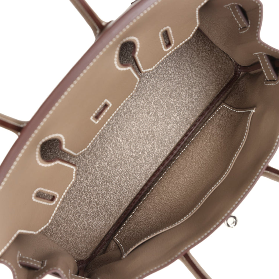 Hermes Shoulder Birkin Light 29 Etoupe Evercolor Palladium Hardware
