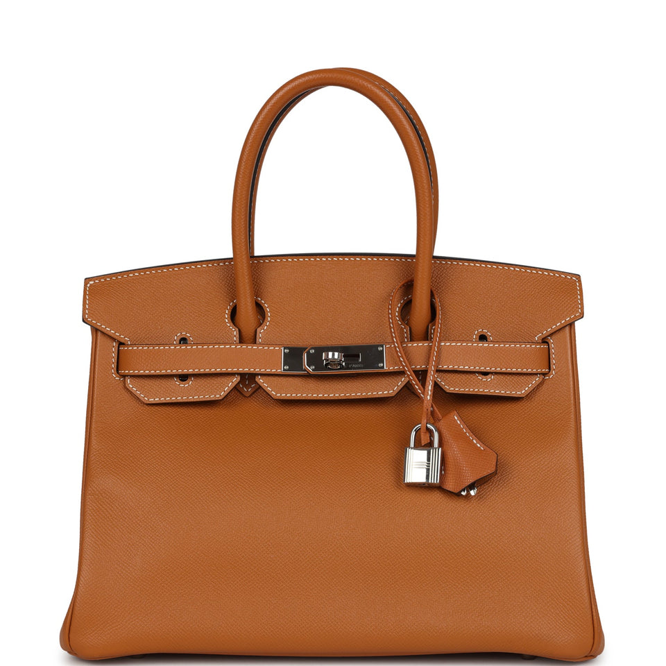 Preowned Hermes Birkin 30 Toffee Epsom Palladium Hardware