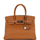 Preowned Hermes Birkin 30 Toffee Epsom Palladium Hardware