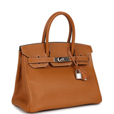 Preowned Hermes Birkin 30 Toffee Epsom Palladium Hardware
