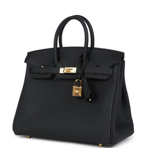 Hermes Birkin 25 Black Togo Gold Hardware