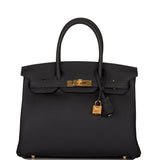 Hermes Birkin 30 Black Togo Gold Hardware