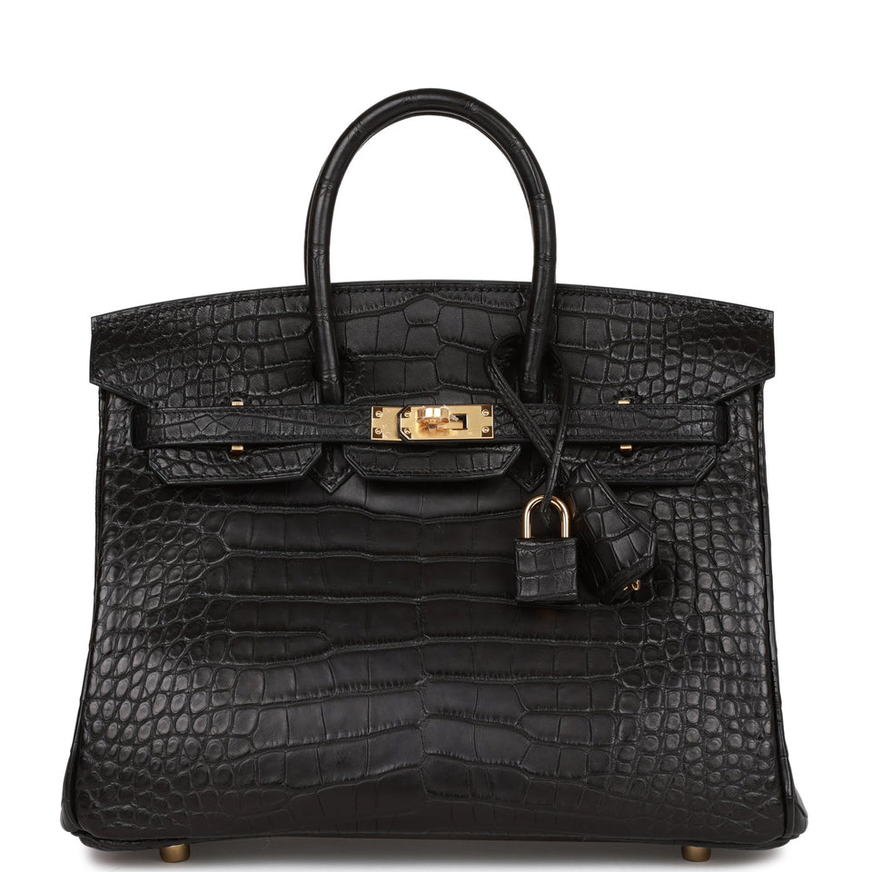 Hermes Birkin 25 Black Matte Alligator Gold Hardware