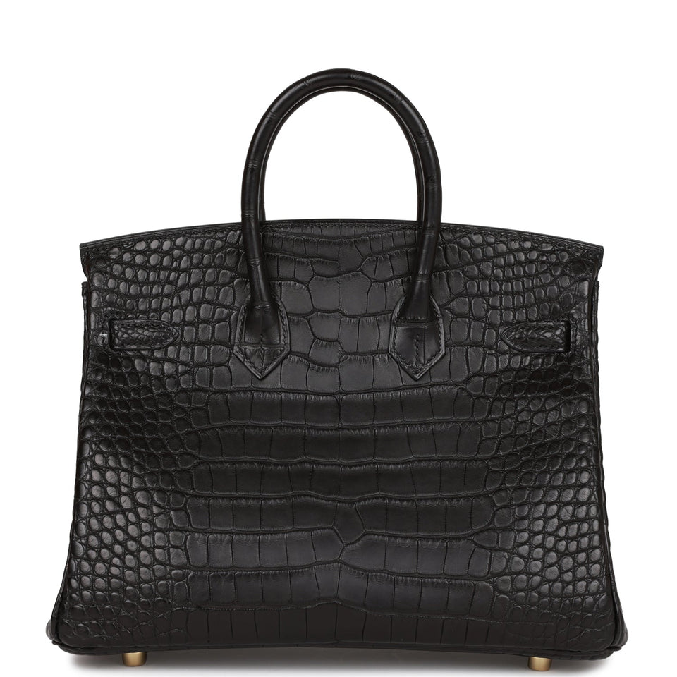 Hermes Birkin 25 Black Matte Alligator Gold Hardware