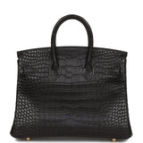Hermes Birkin 25 Black Matte Alligator Gold Hardware